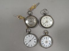 Three antique silver ladies pocket watches