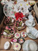 A tray of assorted ceramics to include Royal Albert Provincial Flowers tea ware , Aynsley and a