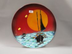 Anita Harris large ceramic charger 'Coming Home' signed SJ