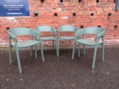 A set of four green 'Muuto' cover armchairs designed by Thomas Bentzen (Ash veneer with beech legs)