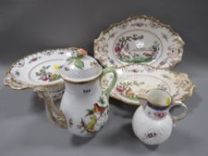 A selection of ceramics to include a Coalport jug, Chelsea Derby pattern comport etc