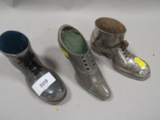 Three vintage novelty boot pin cushions