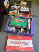 Three trays of vintage games etc to include chess set, Cluedo and Totopoly