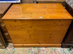 A large honey pine blanket box W 98 cm