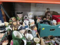 Two trays of assorted toby and character jugs etc