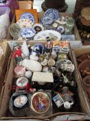 Two trays of assorted ceramics and collectables to include Wedgwood, Royal Worcester and various