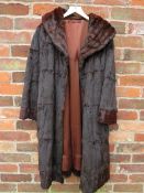 TWO VINTAGE MAHOGANY BROWN LONG LENGTH FUR COATS