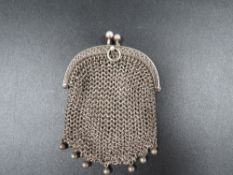 An antique silver evening coin purse, French silver hallmarks