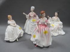 Four Royal Doulton figurines to include Diana - signed by Michael Doulton 2nd August 1990