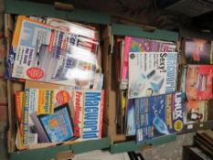 Three trays of computing and electronics magazines