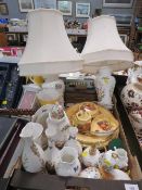A tray of assorted Aynsley Orchard Gold and Cottage Garden ceramics