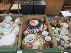 Three trays of assorted tea ware etc to include Limoges coffee cans and saucers, Royal Albert