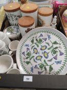 A tray of Portmeirion storage jars an kitchen ware