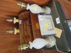 A selection of collectables to include a mahogany inlaid letter rack, dispatch box , picture frame