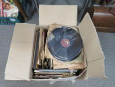 A box of assorted records to include LP's and 78's etc