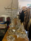 A collection of six assorted lustre light fittings A/F