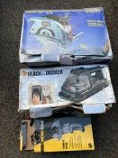 A boxed Craft ESC 180 electric circular saw, boxed Workzone table vice and boxed Black & Decker