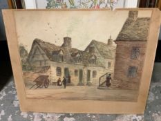 A collection of assorted pictures and prints to include a watercolor by Braddon