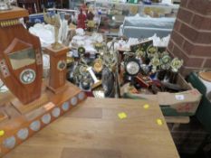 Two trays of trophies mainly for rifle shooting etc.