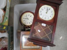 A tray of vintage clocks etc