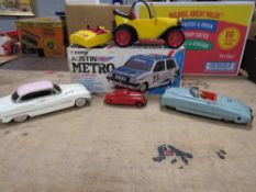 THREE UNBOXED TIN PLATE CARS, to include JNF Duplex with key, Schuco Kommando Anno 200 and