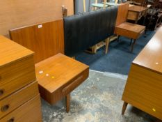 A mid-century teak G plan headboard with two drawers W 252 cm
