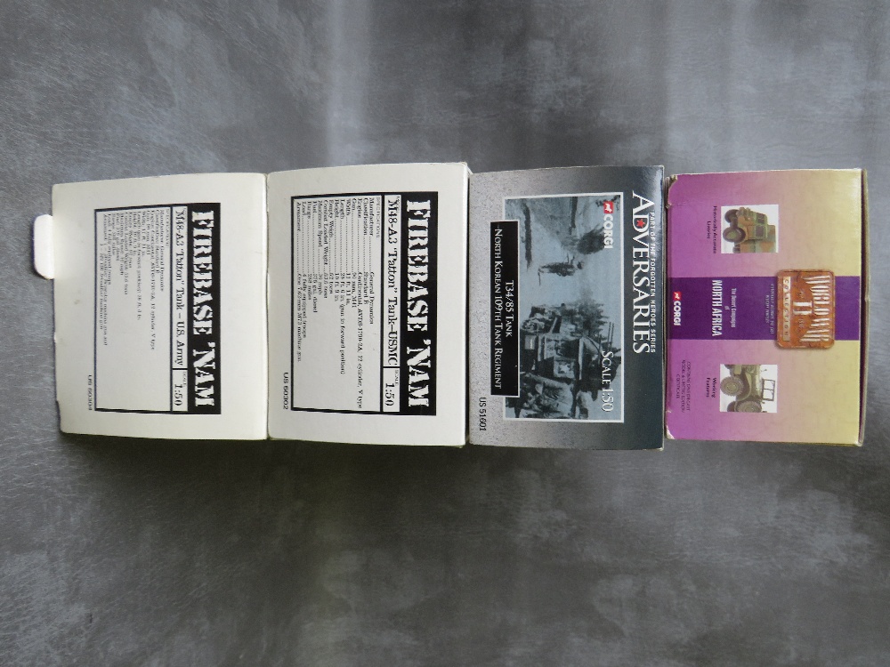 FOUR BOXED CORGI MILITARY VEHICLES, to include Firebase NAM M48-A3Patton tank 1:50 scale x 2, WW2 - Image 2 of 2