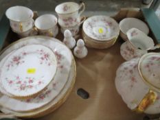 A tray of Paragon Victoriana Rose tea and dinner ware