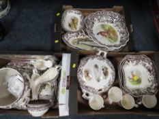 Three trays of assorted Spode Woodland dinner ware to include a lidded tureen etc.