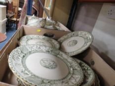 Two trays of antique ceramic dinner ware