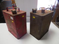 A Shell petrol can dated 1931 along with another