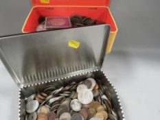 Two tins of British and World coins