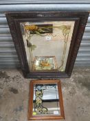 A Moet & Chandon advertising mirror together with a vintage Art Nouveau style embellished gypsy