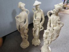 Three large Oriental figures
