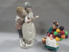 A Royal Doulton balloon lady and Lladro figure (2)