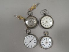 Three antique silver ladies pocket watches