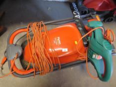An electric Flymo and a Black & Decker strimmer
