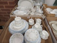 Two trays of Royal Albert Caroline tea and dinner ware