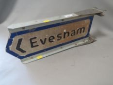 A vintage metal framed Evesham roadsign