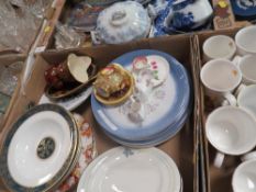 Three trays of assorted ceramics to include Aynsley and Royal Doulton