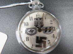 A German style pocket watch with rotating swastika second hand