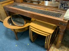A colonial hardwood and wrought metal console table W 163 cm