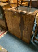 A colonial banded hardwood coffee table