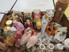 A tray of assorted ceramics to include figurines etc