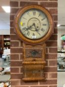 An America inlaid wall clock by J.G. Graves of Sheffield A/F