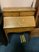 An Edwardian mahogany inlaid small ladies bureau A/F