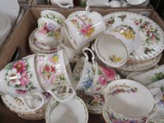 A tray of Royal Albert Flowers of the Month ceramics etc