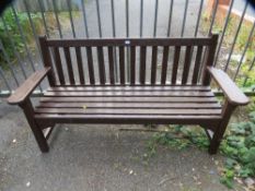 A hardwood garden bench