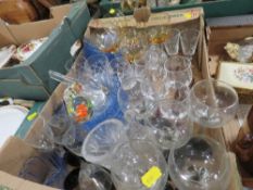 A tray of assorted glassware