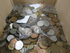 A box of British and World coins